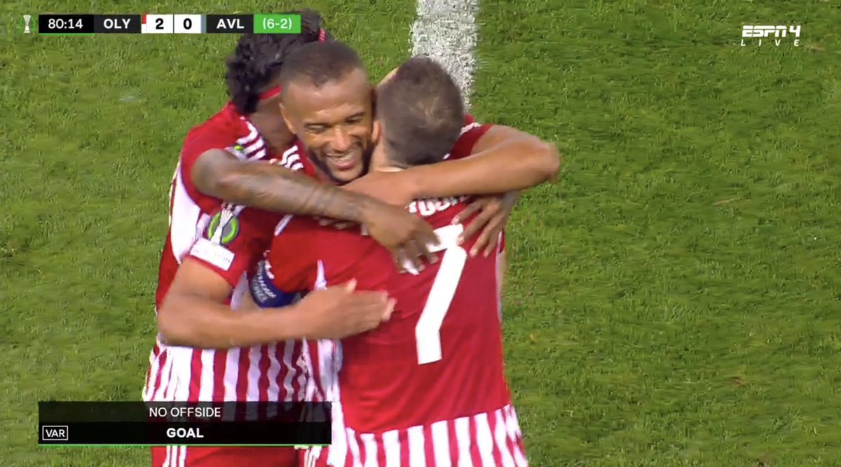 2-0 Olympiacos. THE NUMBER 4 OF THE PREMIER LEAGUE HAS BEEN ABSOLUTELY DESTROYED BY THE NUMBER 4 OF GREECE !!!!!!!!!!!!!! AYOUB EL KAABI HAS SCORED HIS 5TH GOAL OF THIS TIE AND THEY LEAD 6-2 ON AGGREGATE !!!!!!!!!!!!!