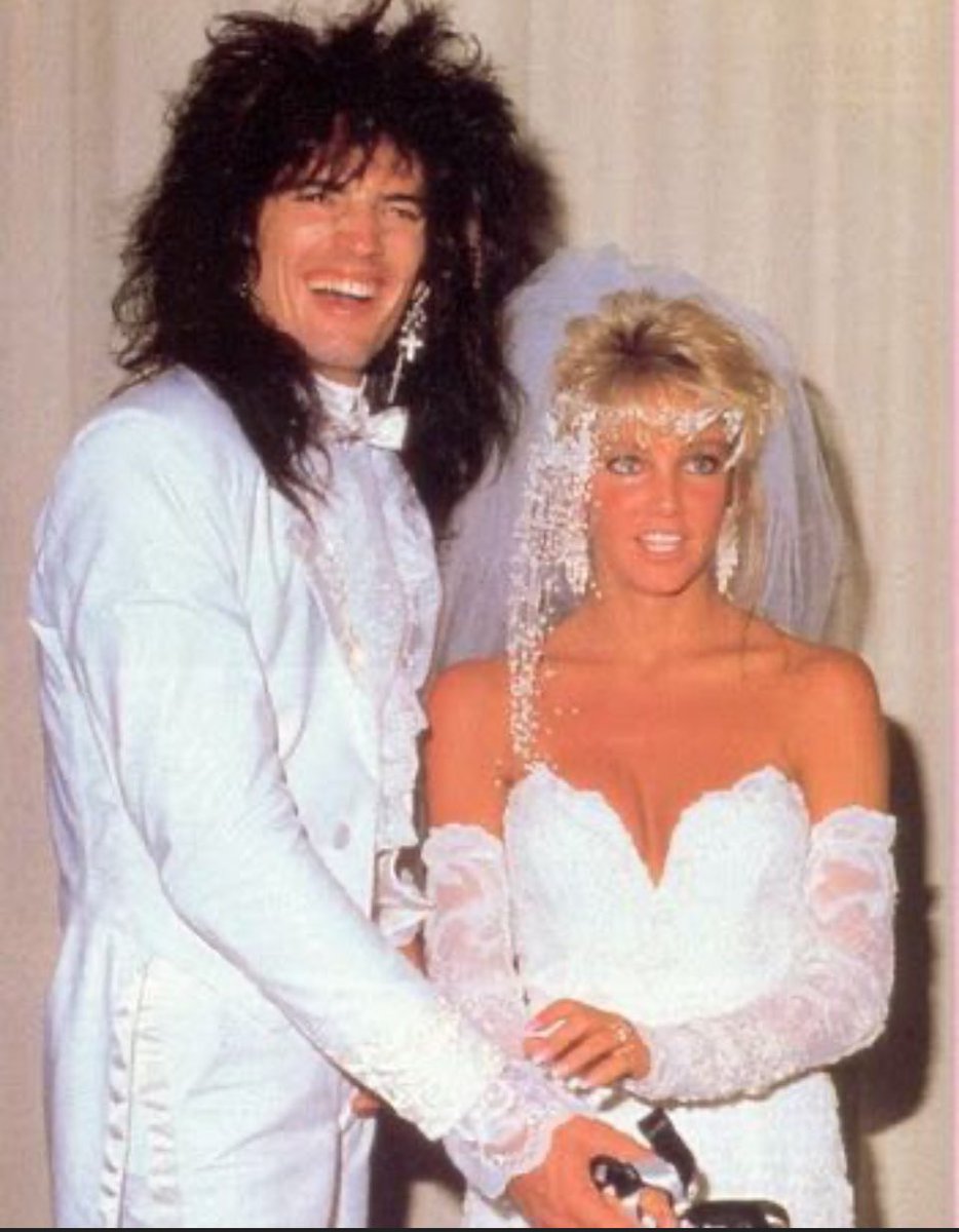 Today in Rock History May 10, 1986 Motley Crue's Tommy Lee marries Heather  Locklear in a courtyard in Santa Barbara California with five hundred  guests. Tommy wore a white leather tuxedo. They, image size:934x1200