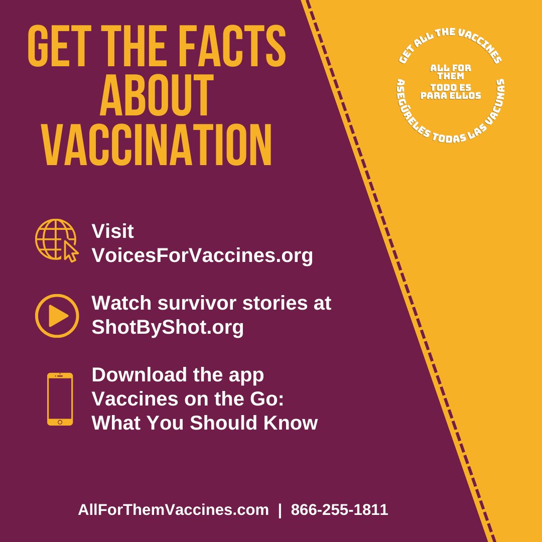 There’s a lot of information out there about vaccination. Thankfully, @ImmunizeOrg has recommendations on getting the facts from reputable sources, including: 🛜 voicesforvaccines.org 📺Survivor stories at shotbyshot.org 📲Vaccines on the Go, an app for Android, Apple