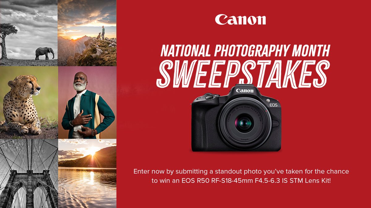 Whether you like to capture the sunset or silhouettes, the EOS R50 RF-S18-45mm F4.5-6.3 IS STM Lens Kit has intuitive photo functions that capture beautiful images with ease. Enter our National Photography Month Sweepstakes for your chance to win one! canon.us/npmsweepstakes