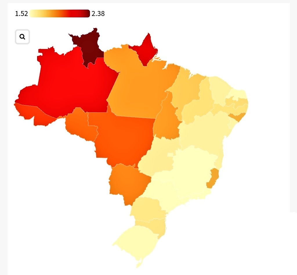 THREAD

TFR (fertility rate) of each state in brazil in 2022