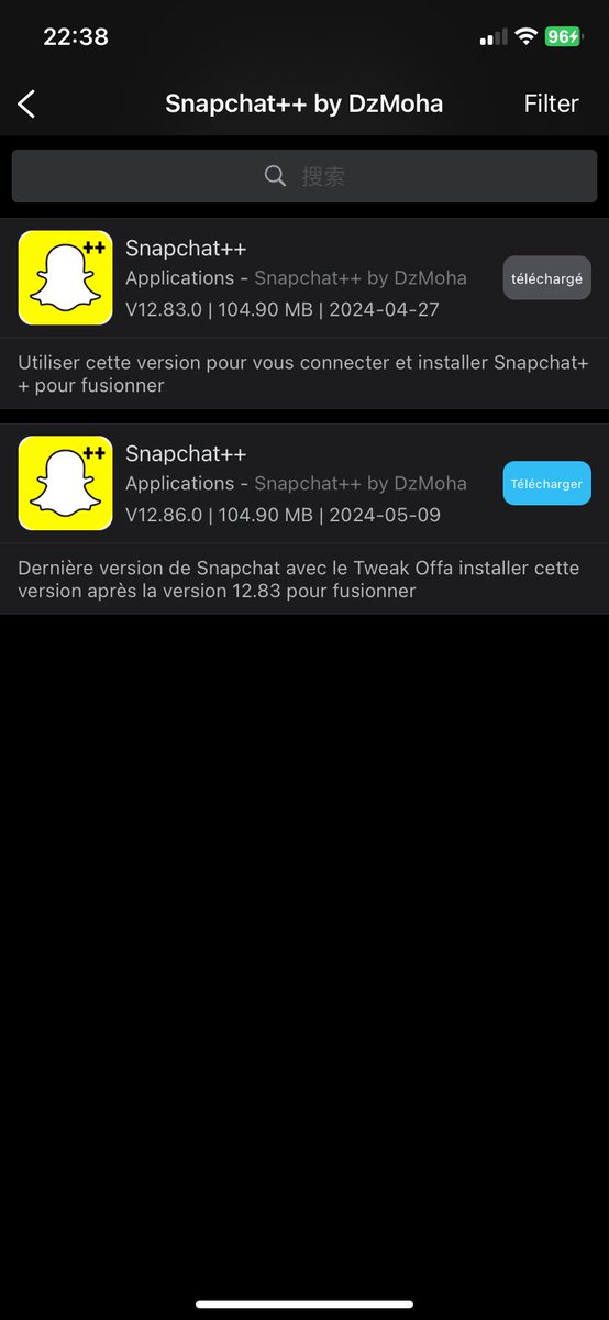 Hi everyone if you have Esign you can add my repo on to get Snapchat++ login + Snapchat ++ with tweak offa by @nowesr1 I update on the latest version 
You can install first Snapchat to bypass login then install Snapchat 12.86.0 version to over it
dzmohavip.com/dz.json

Enjoy ✅