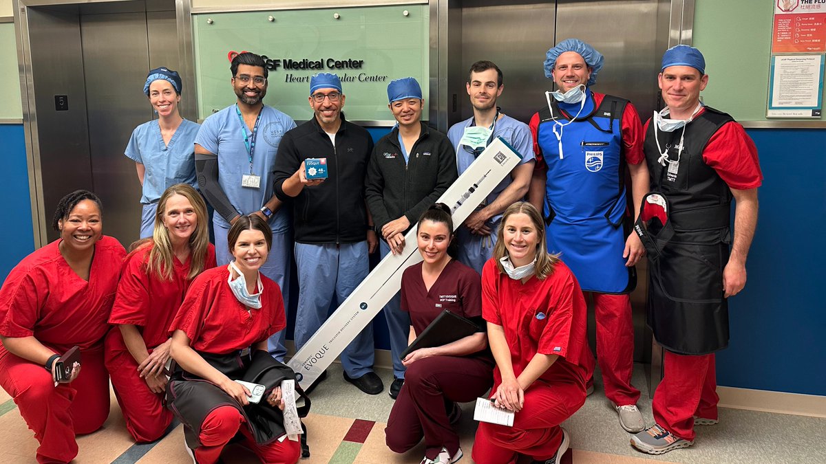 Exciting milestone: Our interventional team completed their first FDA-approved transcatheter tricuspid valve replacement with Edwards EVOQUE. The team is the first to perform the commercial procedure across the UC system and in SF. tinyurl.com/63vbwewp