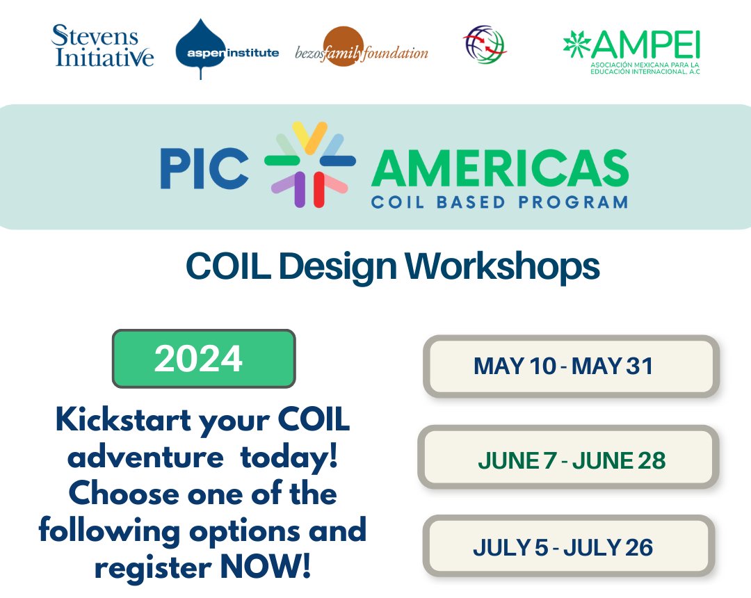4-week COIL Design Workshops are created to help professors define learning outcomes, academic activities, tools to use, and evaluation criteria. Register today: ow.ly/ijjA50RzQPV