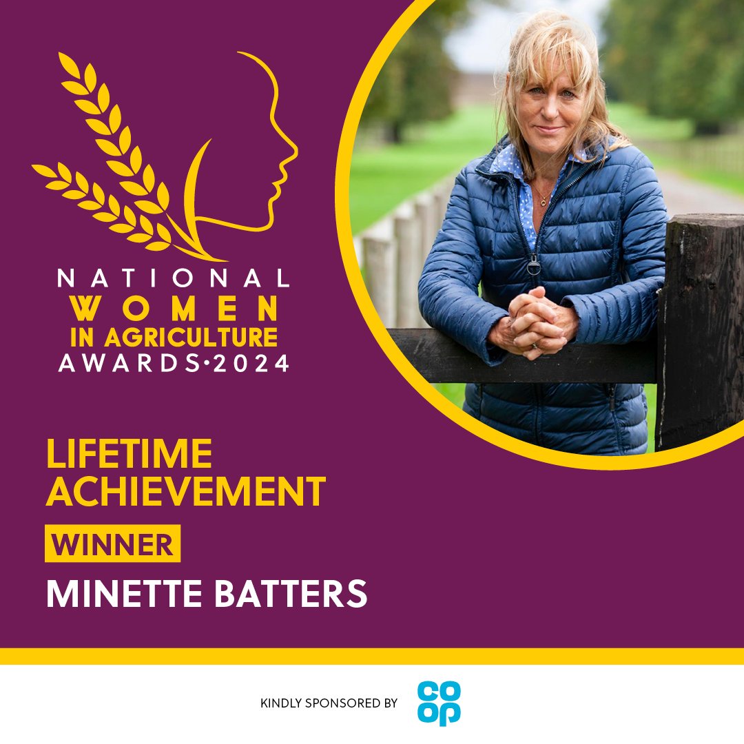 The final #NWIA Award is the Lifetime Achievement accolade sponsored by Co-op. This title goes to someone who has spent their life advocating for the industry and is an inspiration to women everywhere. The winner is of course, Minette Batters. Thank you for everything Minette!