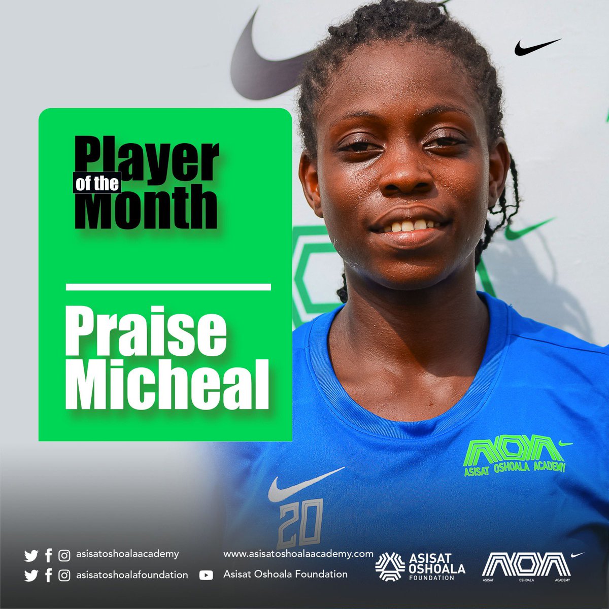 Player of the Month (Praise Michael): 🌟 Celebrating excellence! Praise Michael shines as our Player of the Month for April 2024. Her dedication to self-improvement and deep understanding of the game have propelled her from the sidelines to a key player in the starting line up