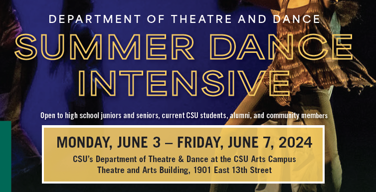 JOIN US FOR #CSU SUMMER DANCE 2024!
June 3-7, 2024 Info: artsandsciences.csuohio.edu/theatredance/c…
@cle_state <a href="/CSUArtsSciences/">CSU College of Arts & Sciences</a> <a href="/CSU_Vikings/">CSU Alumni</a> <a href="/CSUYoungAlumni/">Cleveland State Young Alumni</a>