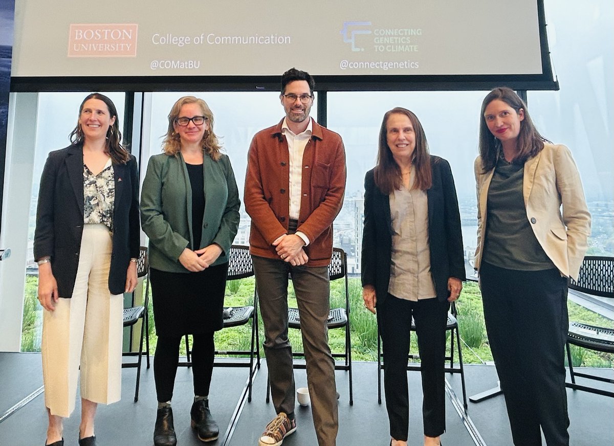 Meaty question of the day for #climate mitigation and adaptation: what role do we want genetic technologies to play? How do we weigh the benefits and risks? IGS's @Enviro_Rebecca joined yesterday's @COMatBU & @connectgenetics panel to spur conversation.🔗connectgenetics.org/news/bostonmay…