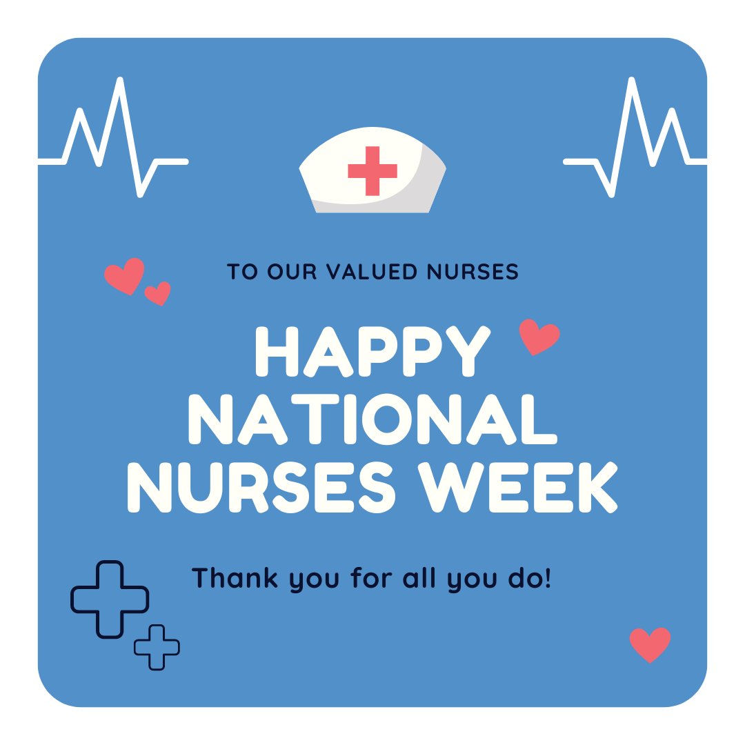 Happy National Nurses Week to all the wonderful nurses across the country! 
Thank you for all your dedication to help support patient care. 
#nursesweek #nursingcare