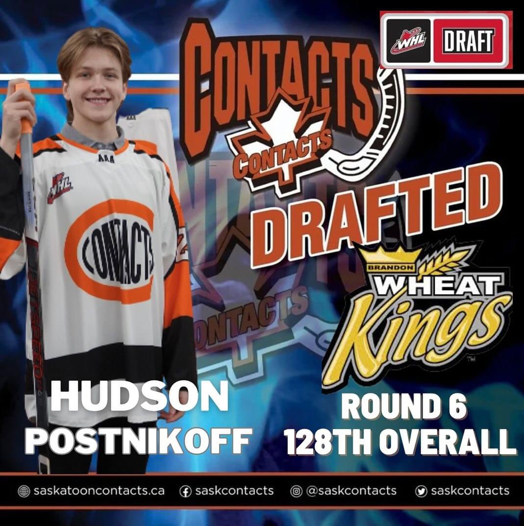 Congratulations to Contacts forward Hudson Postnikoff on being selected in the 6th round of today’s WHL Prospects Draft to the @bdnwheatkings ! Enjoy the excitment with and congrats again to you & your family! @hudson_postnikoff #contactshockeyclub #whldraft #brandonwheatkings