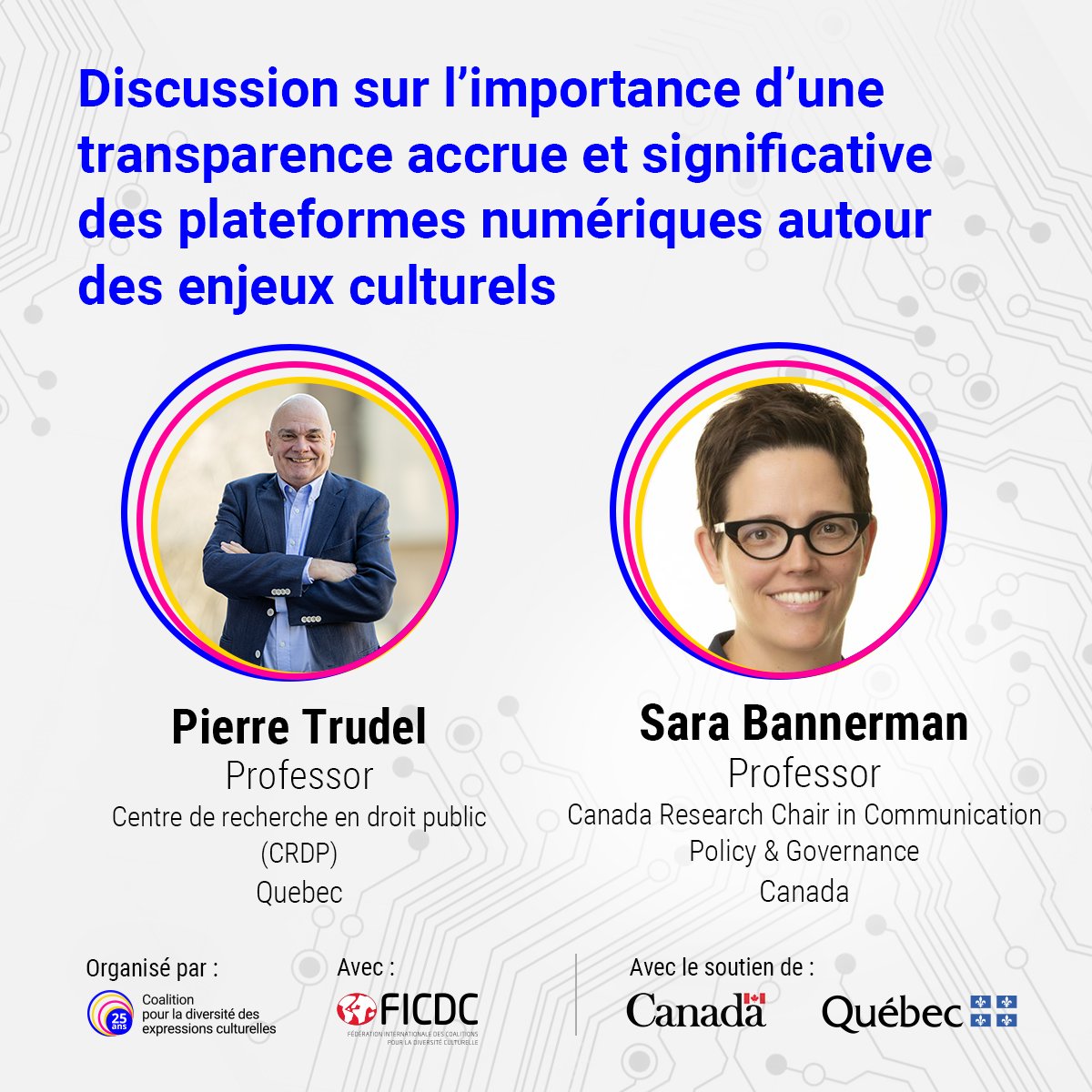 CDEC-CDCE (@cdec_cdce) on Twitter photo 📅 27 Mai | 📍 Québec 💡 Débattez de "L’importance d’une transparence accrue des plateformes numériques sur les enjeux culturels" lors de "Faire rayonner nos cultures à l’ère numérique" avec <a href="/pierretrudel/">Pierre Trudel</a> et @sarabannerman Plus d'infos : cdec-cdce.org/fr/evenements/… 📅 27 Mai | 📍 Québec 💡 Débattez de "L’importance d’une transparence accrue des plateformes numériques sur les enjeux culturels" lors de "Faire rayonner nos cultures à l’ère numérique" avec <a href="/pierretrudel/">Pierre Trudel</a> et @sarabannerman Plus d'infos : cdec-cdce.org/fr/evenements/…