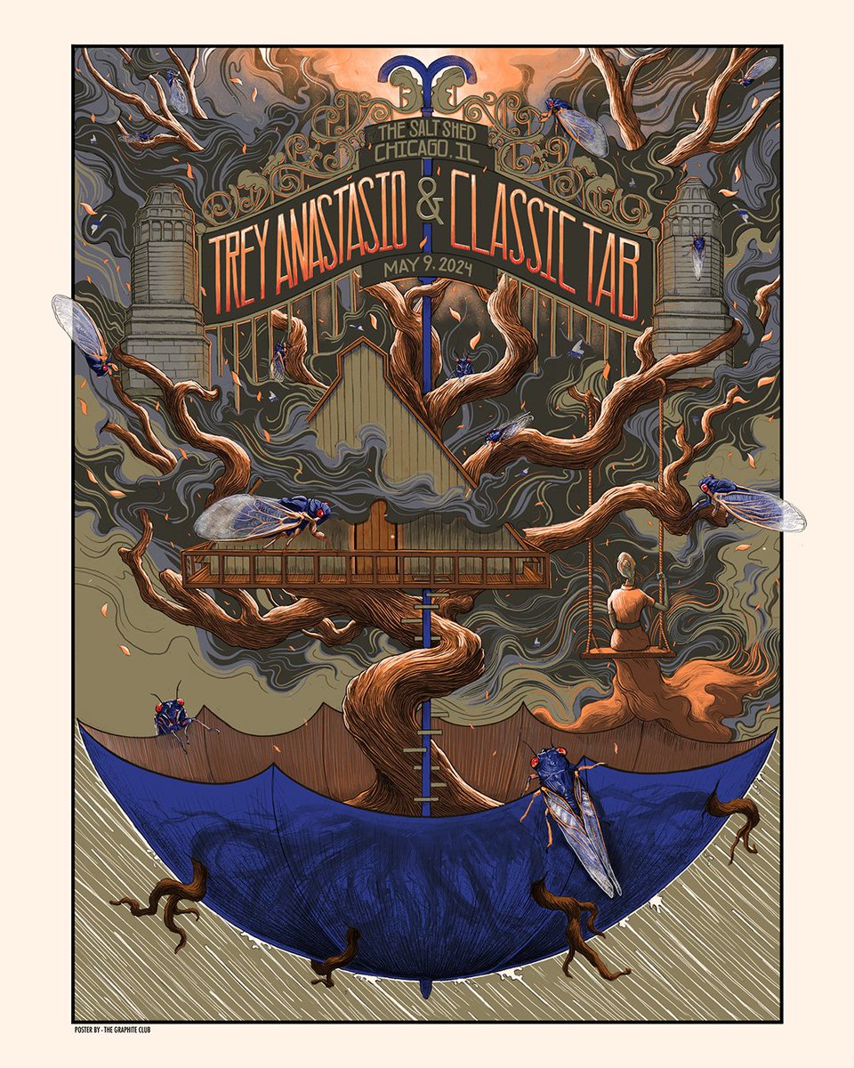 Trey Anastasio and Classic TAB plays tonight in Chicago, IL. The show poster is by The Graphite Club. There will also be a limited foil edition available.