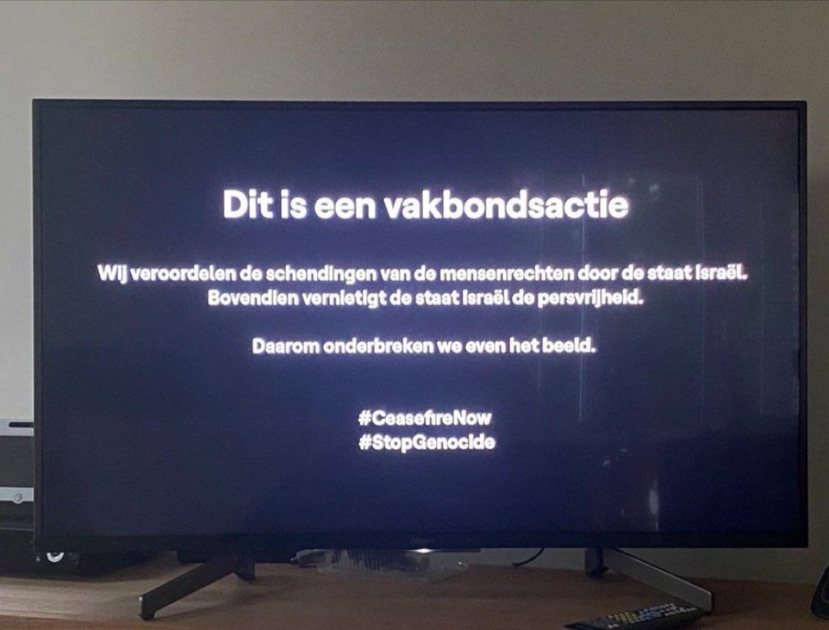 Belgium TV interrupted eurovision program to broadcast this message

'This is a trade union action. We condemn the human rights violations committed by the State of Israel. Furthermore, the State of Israel is destroying freedom of the press. This is why we stop the image for a…
