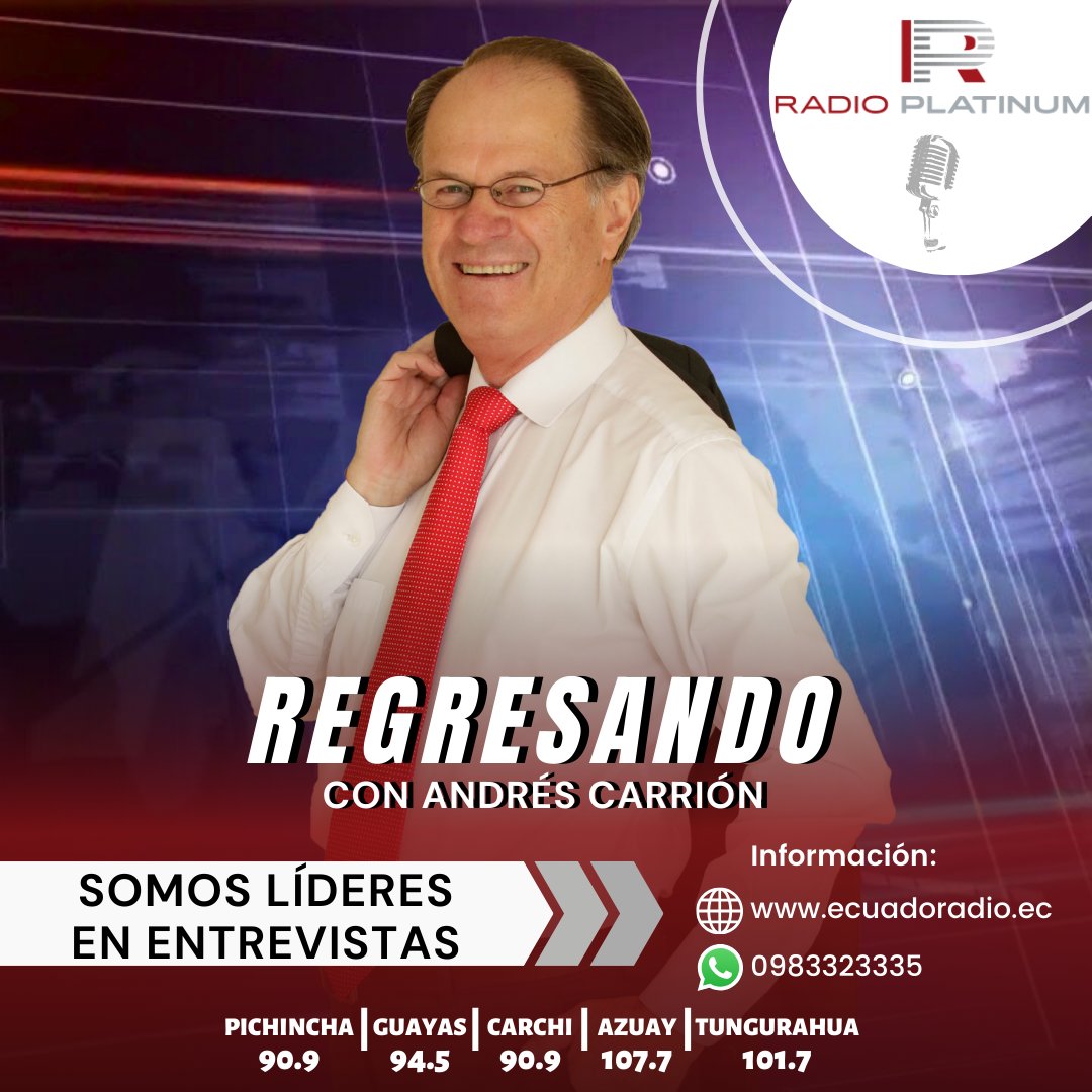 Empezamos las 3 horas imprescindibles de la #radiodifusión #ecuatoriana. Regresando con Andrés Carrión. Vive las #noticias.