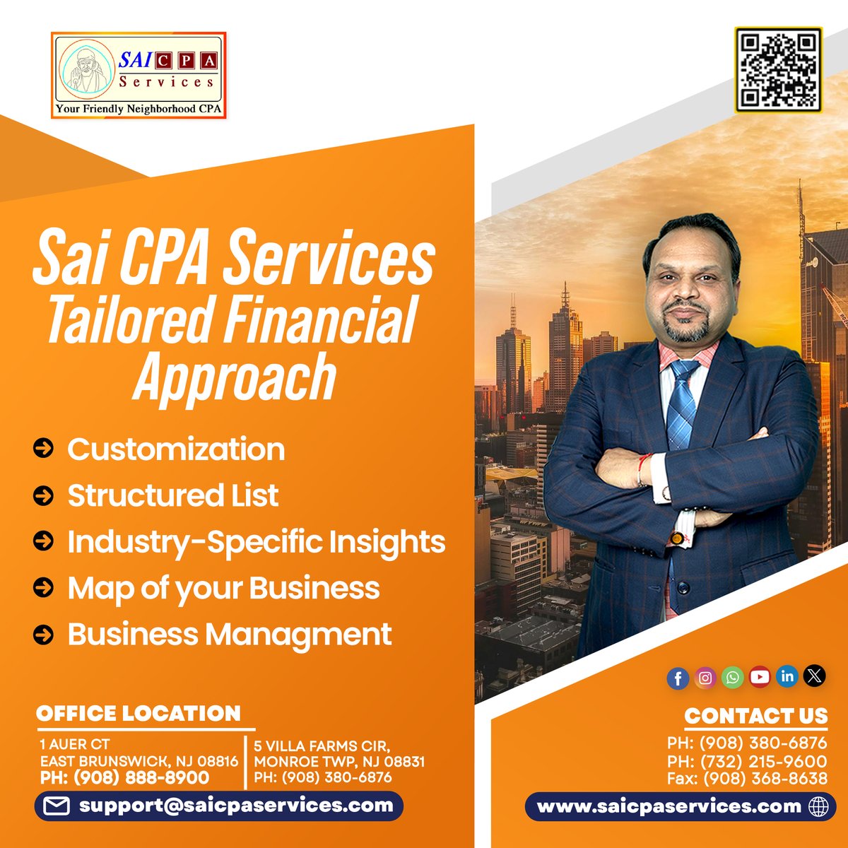 Sai CPA Services Tailored Financial Approach
Contact Us: saicpaservices.com
(908) 380-6876
#TailoredFinancialApproach #CustomizedSolutions #IndustryInsights #BusinessMapping #FinancialManagement #StructuredLists #CPAExpertise