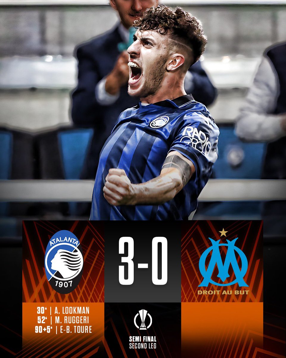 🔵⚫️🇪🇺 Atalanta are qualified to Europa League final, historical moment for the club! Olympique Marseille, eliminated. ⛔️🏴󠁧󠁢󠁥󠁮󠁧󠁿