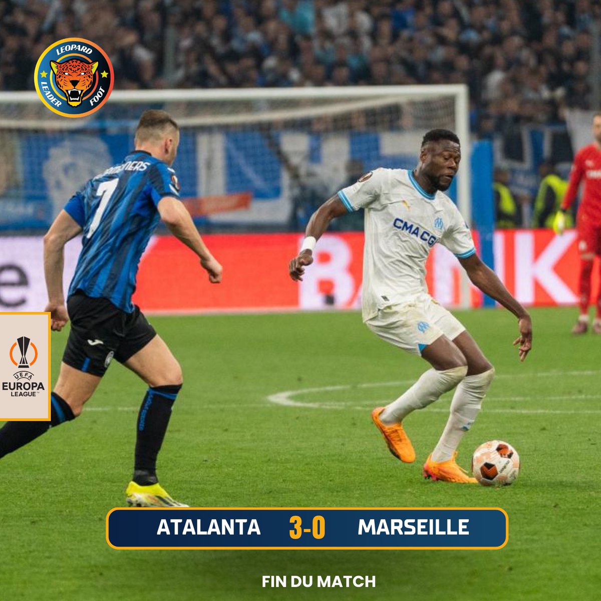 🇪🇺 [𝑳𝒊𝒈𝒖𝒆 𝑬𝒖𝒓𝒐𝒑𝒂] Fin du parcours européen pour l’OM ! L'OM voit son parcours européen prendre fin après une défaite 3️⃣-0️⃣ contre l'Atalanta lors du match retour de la demi-finale de l'Europa League. Chancel Mbemba 🇨🇩🐆, international congolais, a été remplacé à…