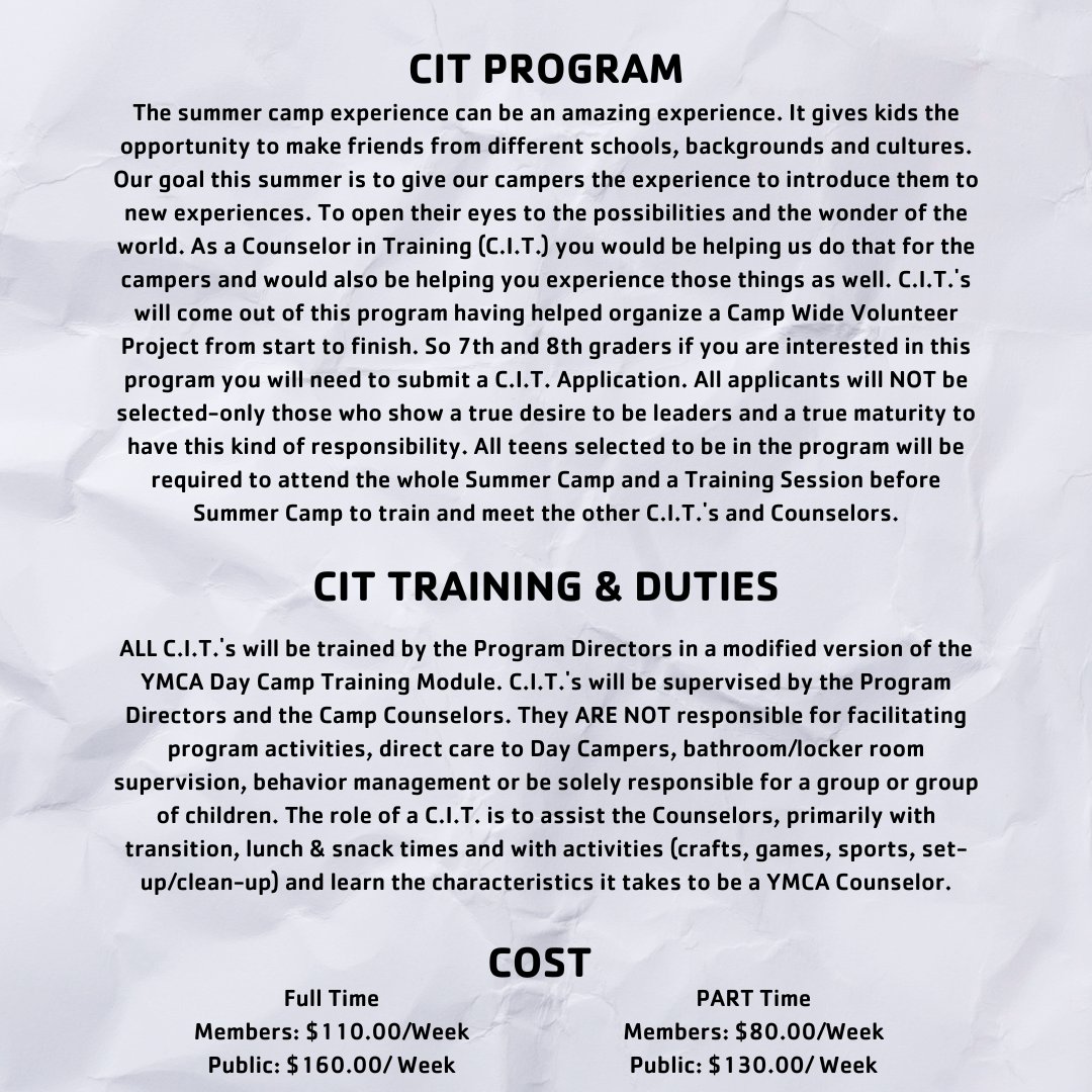 Summer opportunity for rising 7th-8th graders! Counselors In Training Summer Camp Program. randolphasheboroymca.com/counselors-in-… #raymca #strongertogether #forabetterus #discoveryourY #findyourY #raymcakids #Ysummer #domorein2024