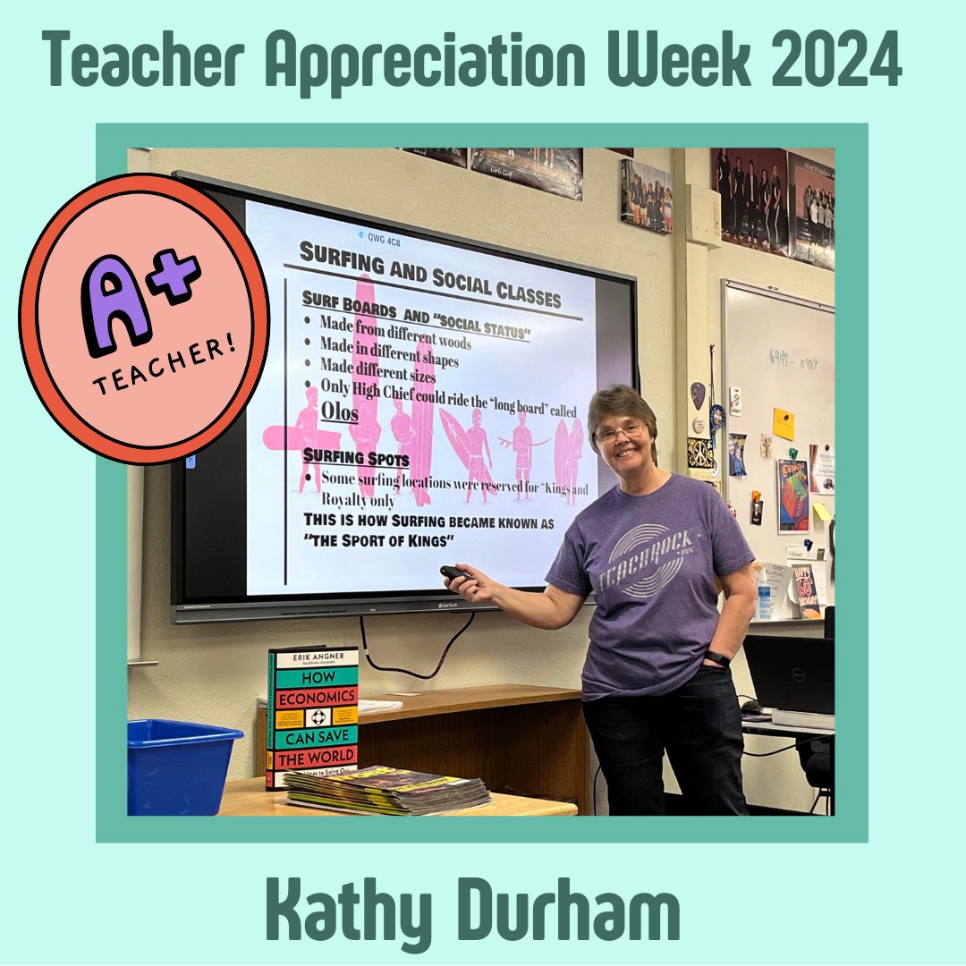 Kathy Durham was an early adopter of TeachRock. Ms. Durham is now teaching 11th Grade U.S. Hist., 12th Grade Gov't & Econ, & coaching girls' golf. We admire the spirit & passion Kathy has brought to the classroom for 27 years. Thank you, @NanaTeacher22! #TeacherAppreciationWeek