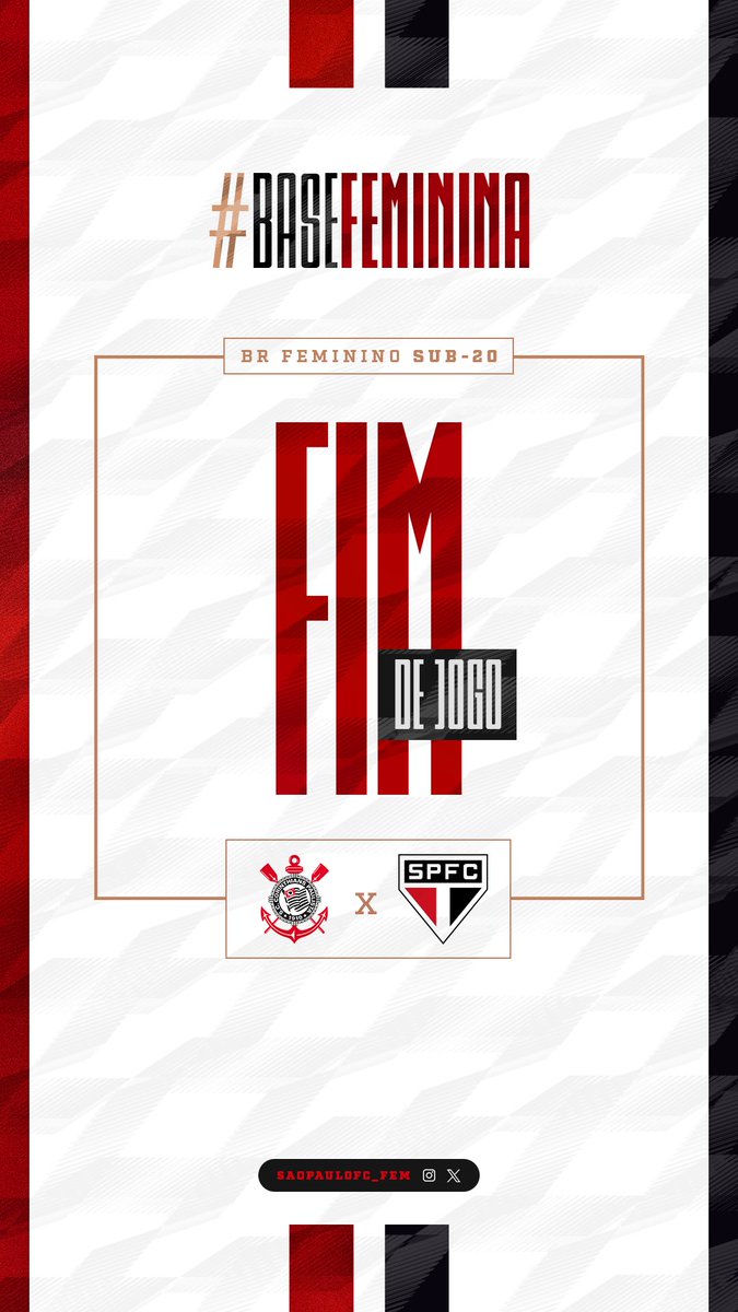 BR SUB-20: Fim de jogo! #CORxSPFC (1-1) ⚽️ Yasmin #FutebolFemininoTricolor #VamosSãoPaulo 🇾🇪