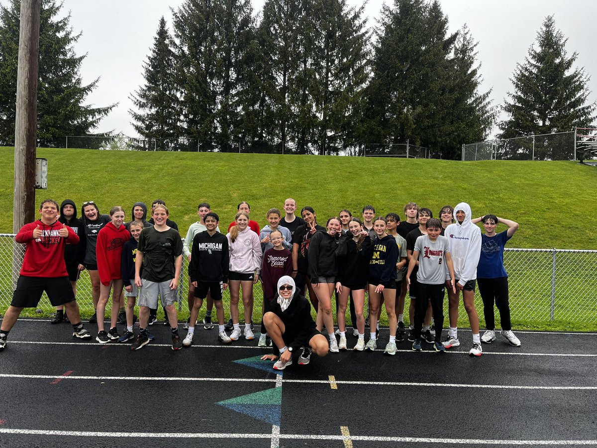 The squad still smiling in the rain at practice today! <a href="/CMSredwolves/">Clinton Middle School</a>