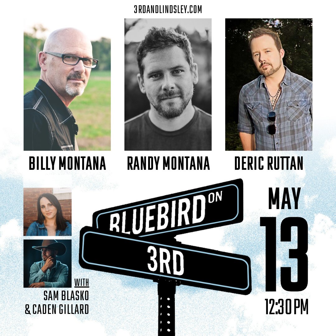 There are a limited amount of tickets left for Monday afternoon for The Bluebird On 3rd featuring Billy Montana, Randy Montana & Deric Ruttan with Sam Blasko + Caden Gillard! Get your tickets here -> bit.ly/3yaKNpN