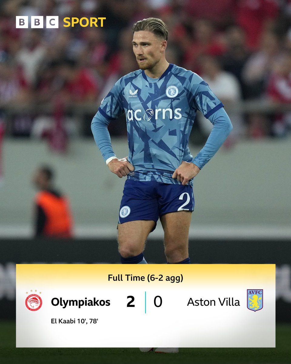 Aston Villa out ❌ It's a special night for Olympiakos - they're into their first European final 👏 #UECL