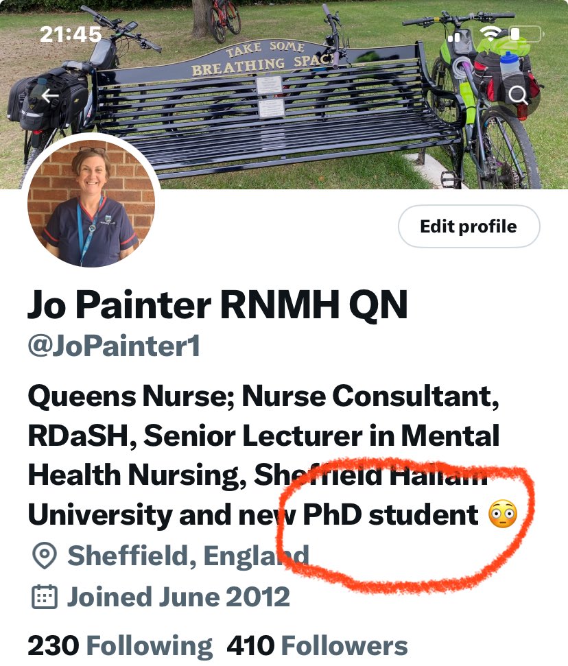 Profile update. It’s fine. I’ll be fine. I’m sure it will all be fine. Deep breaths. #mhnurse #research