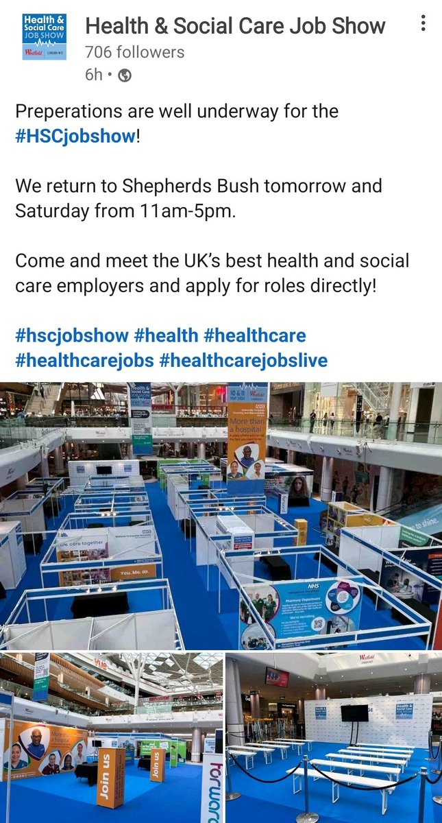 All ready to head off to Westfield Shopping Centre in London tomorrow for the Health &amp; Social Care jobshow. I am looking forward to meeting everyone