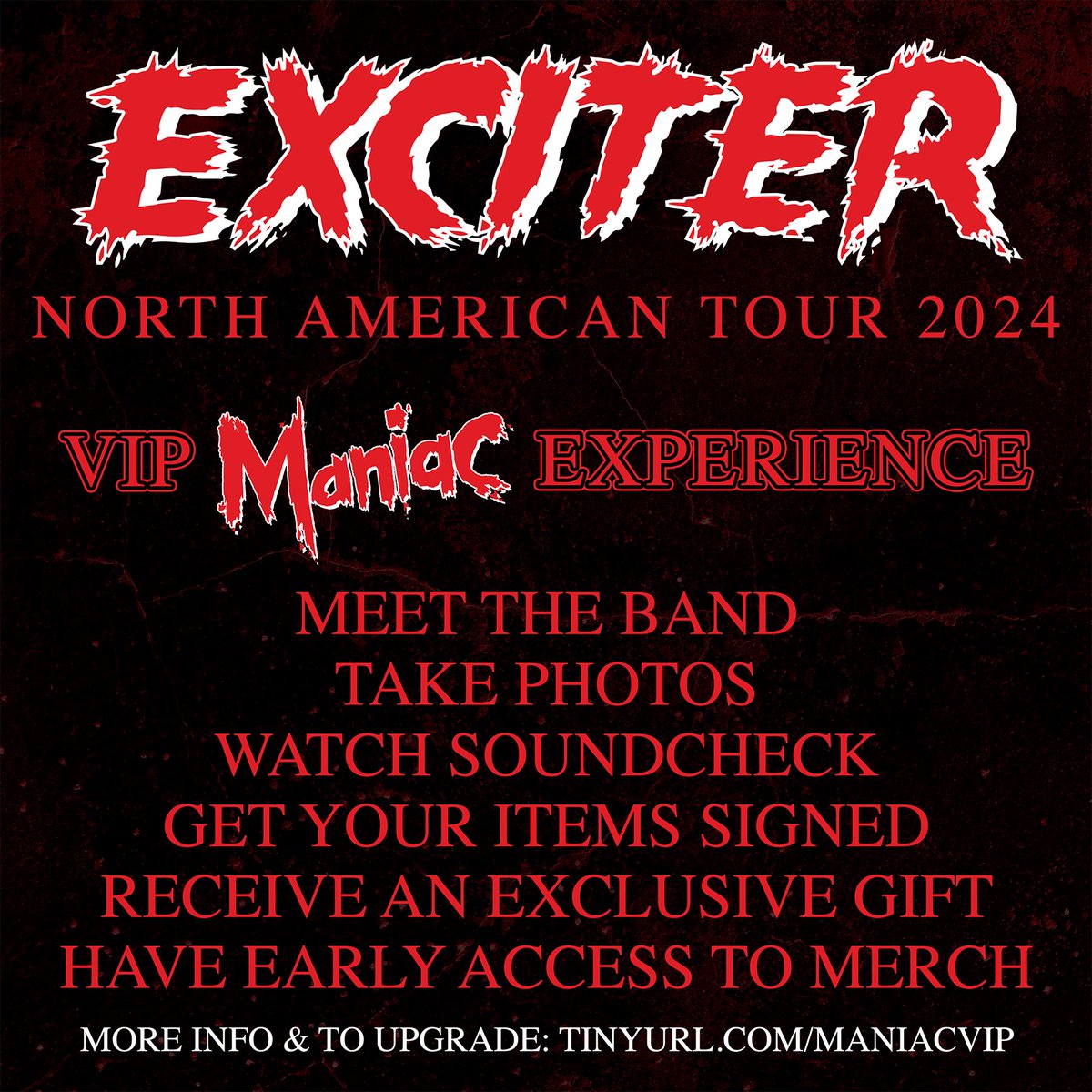 VIP MANIAC EXPERIENCE upgrades for our North American summer tour available now. Watch soundcheck, meet the band for photos/autographs, receive an exclusive gift, & have first access to merch. EXTREMELY LIMITED & available here: tinyurl.com/MANIACVIP