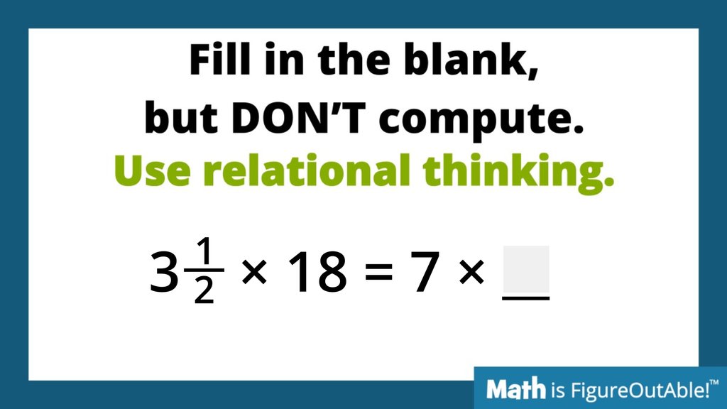 #TryThisThursday Relational Thinking! Use it to get students reasoning about the relationships in the problem!

Sneak peek to the routines we'll highlight in our CHALLENGE
Register: mathisfigureoutable.com/challenge

#MathIsFigureOutAble #MathChat #MTBoS #ITeachMath #MathEd #Mathematics