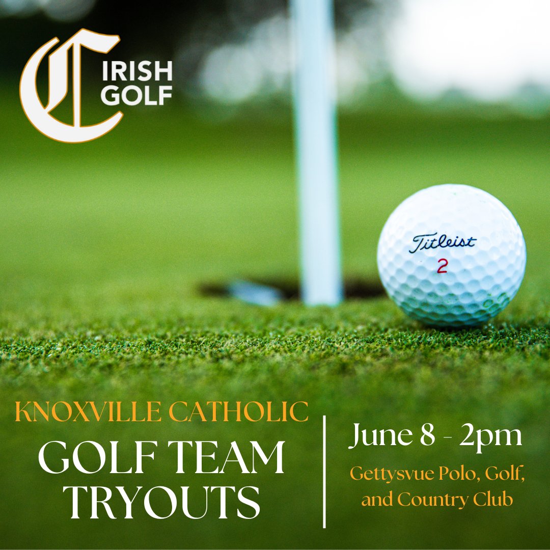 Tryouts for the @KnoxCatholic 2024 golf team will be held on Saturday, June 8 at @Gettysvue beginning at 2:00 p.m.