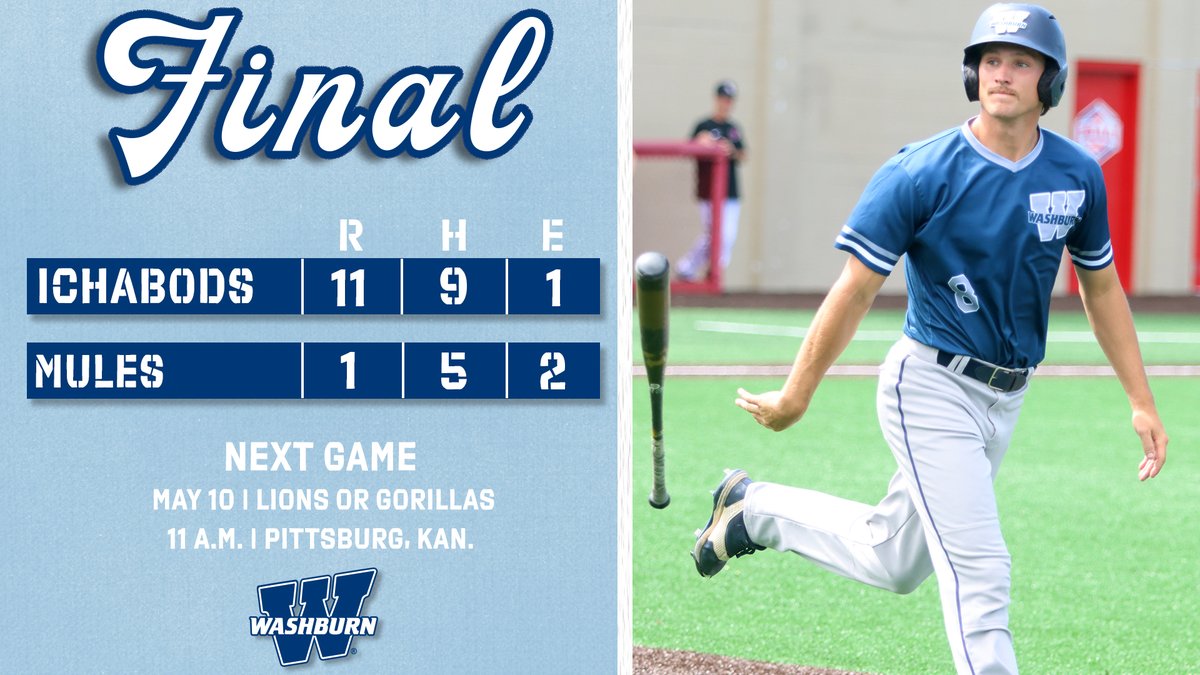 FINAL (8) | Ichabods run rule No. 2 UCM to move onto the second round of the MIAA Championships! Connor Scott, Ike Book and Cal Watkins all went yard and Griffin Huiatt tossed 5.2 innings allowing one run to earn the win! #GoBods