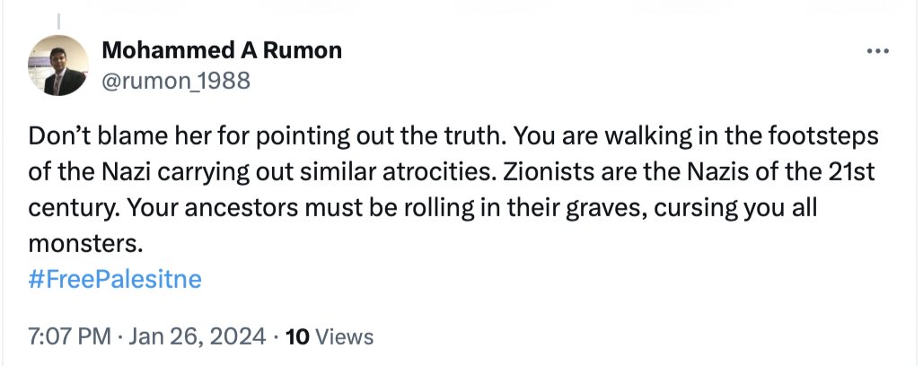 Mohammed Rumon is a Quality Engineer at Integra Life Sciences (@integra_life) Mohammed Rumon shockingly claims: - Zionists (aka 95+% of Jews globally) rape everyone who opposes them - Jews are Nazis and monsters - 'real Jews' oppose the Jewish right to self determination (i.e.…