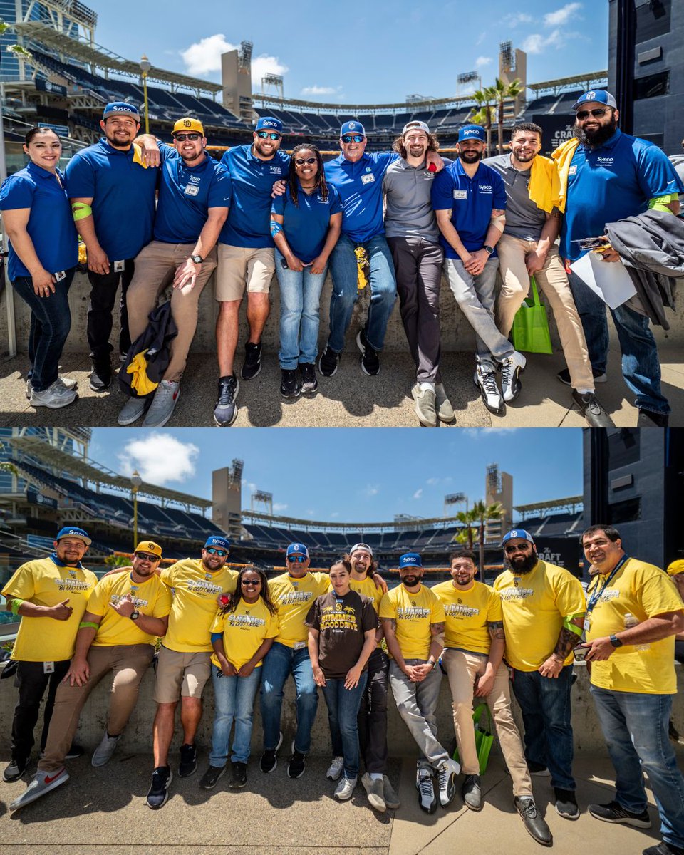 Shoutout to @Sysco San Diego who donated blood at the #PadresBloodDrive as a team! They even traded their #Sysco blue polos for a well-earned limited-edition @Padres Summer Blood Drive T-shirt! 💪 🙌Thank you for saving lives with us!👍