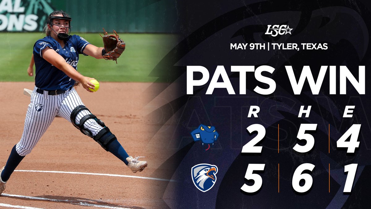 SB | PATS WIN!

@Patriot_sb wins the opening game of the South Central Regional to move into the winner's bracket! 

The Patriots scored all five runs in the bottom of the third inning and leaned on outstanding work in the circle from Armendariz and Haygood!

#SWOOPSWOOP