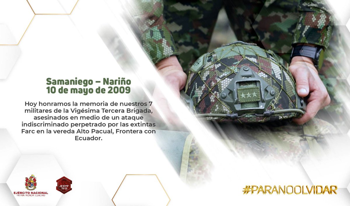 #ParaNoOlvidar |Honremos la memoria de nuestros militares que fueron asesinados un día como hoy mientras velaban por la seguridad de los colombianos. Elevemos una oración por su descanso eterno.