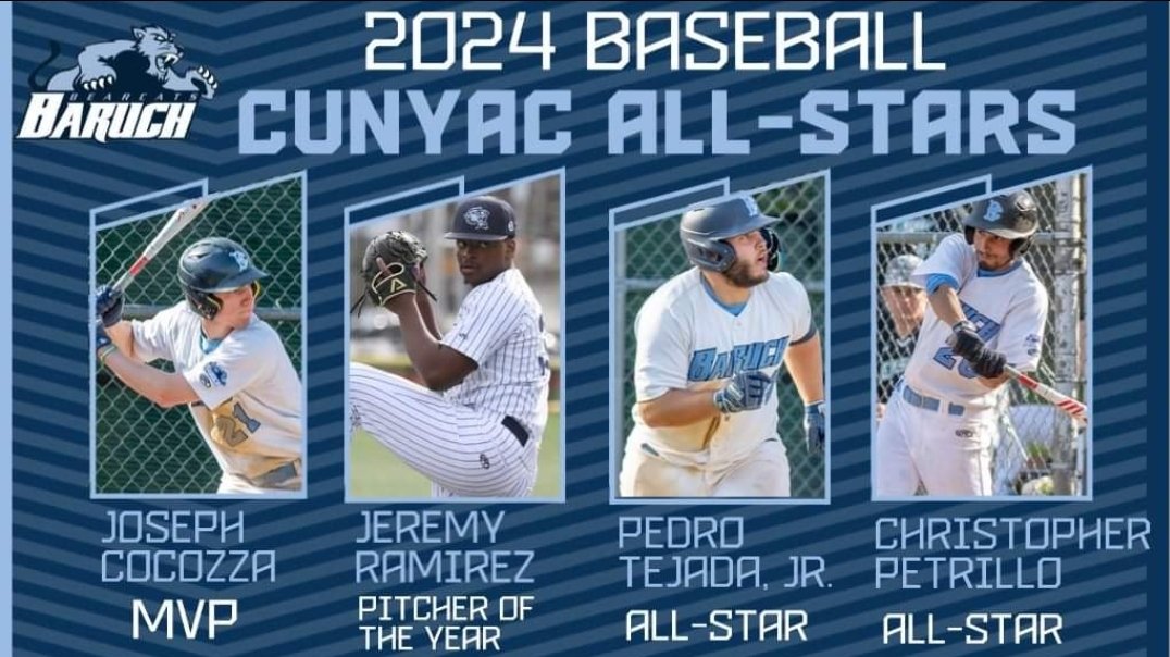 Congratulations to our 2024 @CUNYAC Baseball Award Winners! @BaruchBearcatAD #BaruchBaseball ⚾