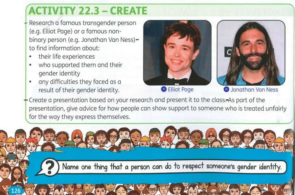 As part of the curriculum, Irish schools kids will be asked to research Bambi Thug as a non-binary person and present on her to the class - page 126 of First Year SPHE. If you haven't watched our Part 5 video on “Whats in Schools” please do as it has school books that no parents…