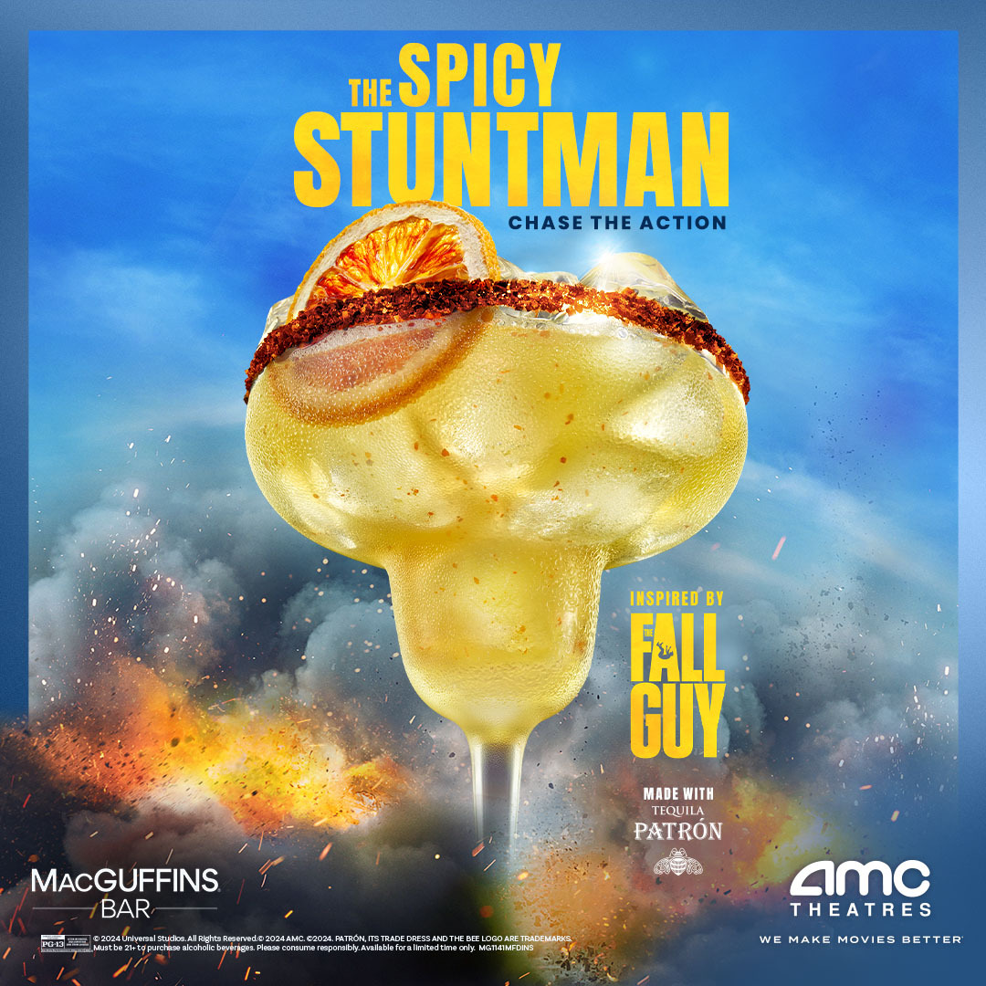 Try THE SPICY STUNTMAN from MacGuffins Bar, made with Patrón Silver, a kick of jalapeño, and a sweet citrus kiss. #TheFallGuyMovie is now playing at #AMCTheatres! amc.film/3wR1pCd
