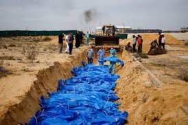 While Israel competes at #Eurovision2024 tonight, Palestinians are digging up mass graves where Israel has buried their loved ones. This is what is being legitimatised at #ESC2024 this year. #Eurovision