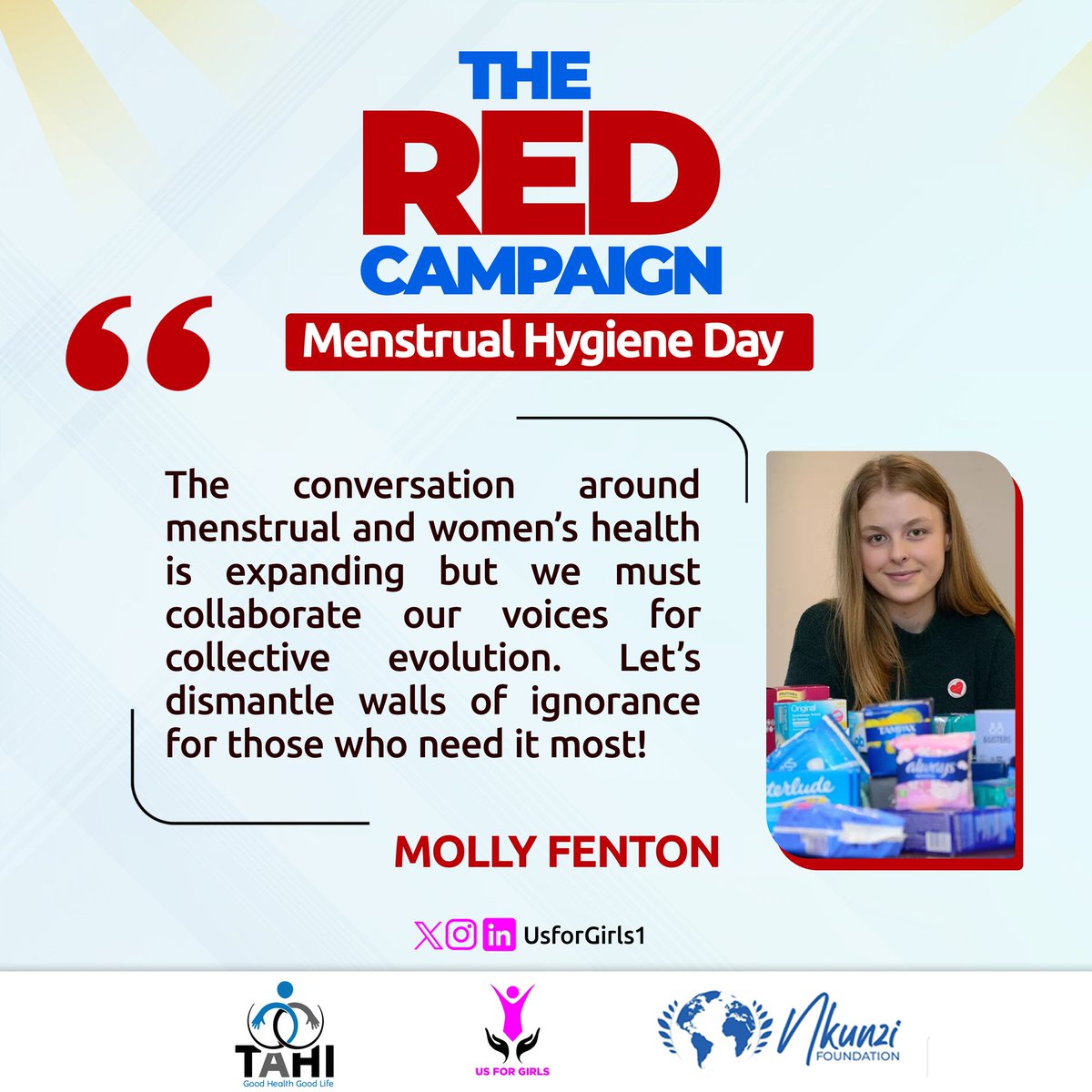 #RedCampaign

The conversation around menstrual and women's health is expanding and @mollyfentonx calls upon us all to collaborate our voices for collective change to dismantle the walls of ignorance for those who need it most! #TogetherWeCanMakeABigDifference

#EndPeriodPoverty