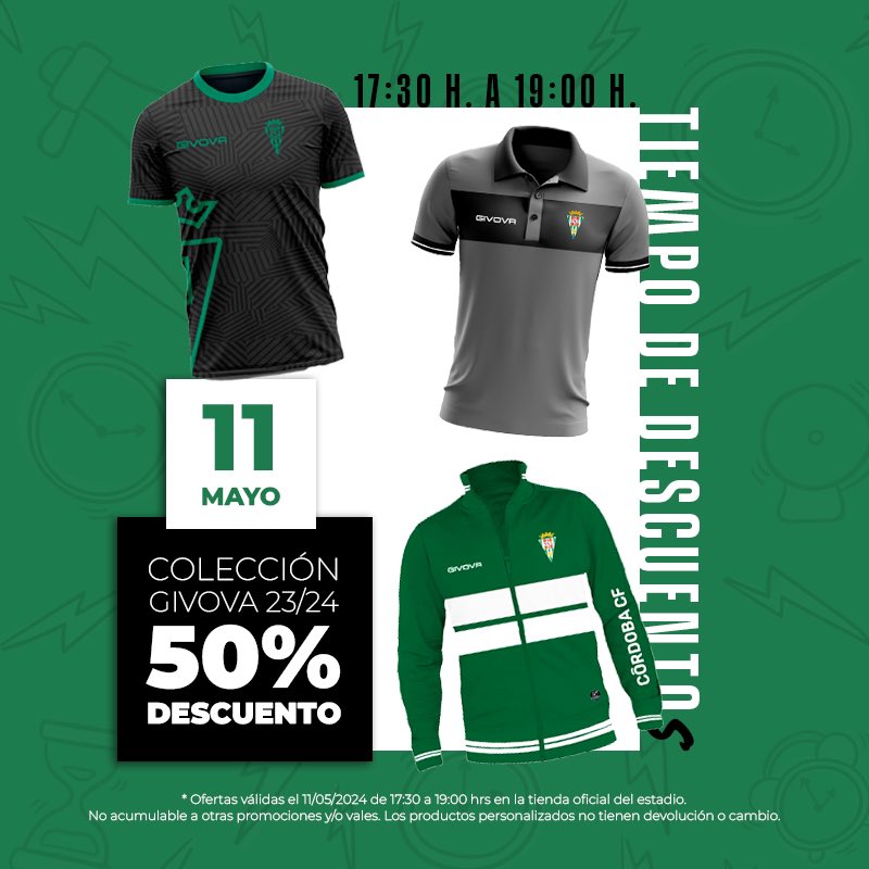 🛍 ‼️ Pásate por nuestra #TiendaCCF📍del estadio el sábado de 17:30 a 19:00h y aprovéchate de los DESCUENTOS del 50% 😮 en la colección Givova 23/24.