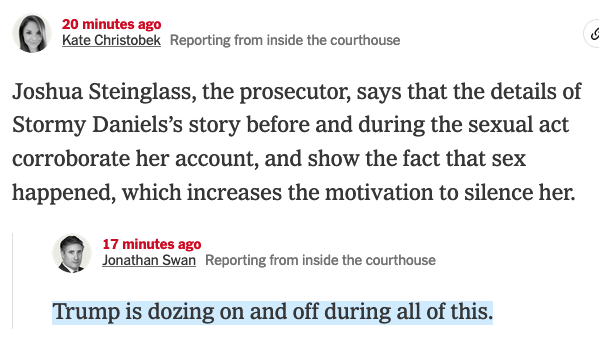 Trump fell asleep in court at least twice today. Again, if this was Joe Biden, there would already be 4-thousand news stories and calls for him to step down.