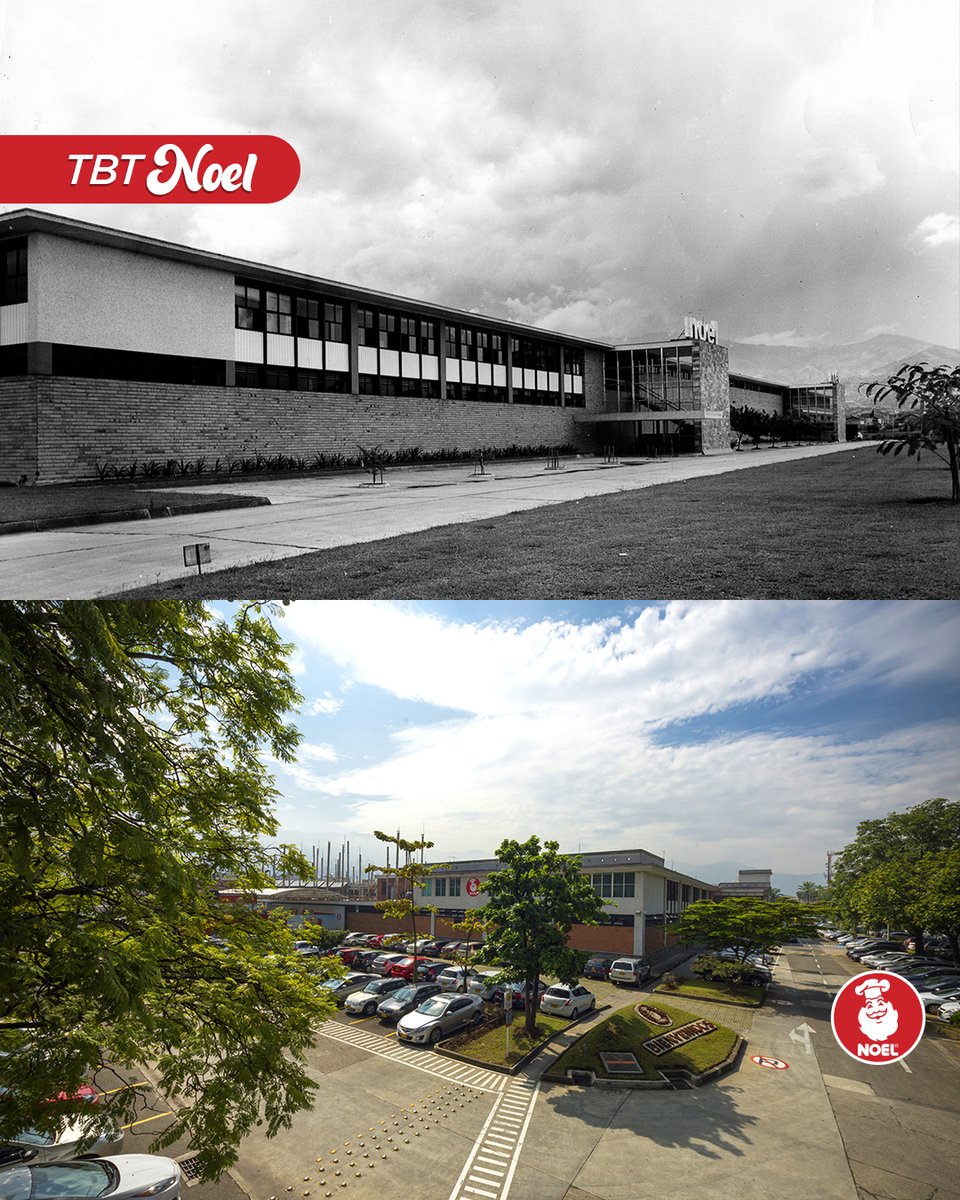 Así se veían nuestras Instalaciones de la sede en Guayabal en 1964 vs nuestras instalaciones hoy. En este #TBTNoel cuéntanos si te tocó esta época, ¿qué es lo que más recuerdas de Noel?📹❤️