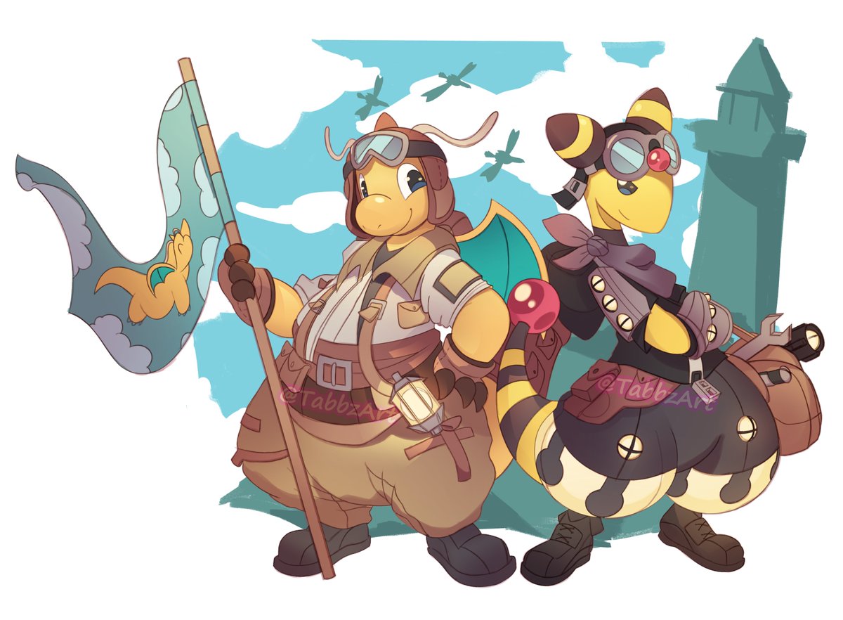 Dragonite and Ampharos commish from a while back