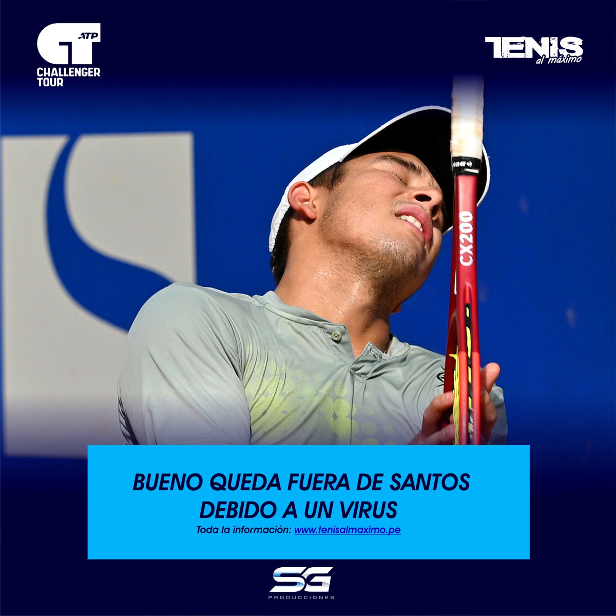 #ATPChallenger | El trujillano Gonzalo Bueno no se presentó al partido de segunda fase en el Challenger 50 'Santos Brasil Tennis Cup' debido a un virus que perjudicaba su accionar...Todos los detalles👇👇👇 
tenisalmaximo.pe/bueno-no-se-pr…