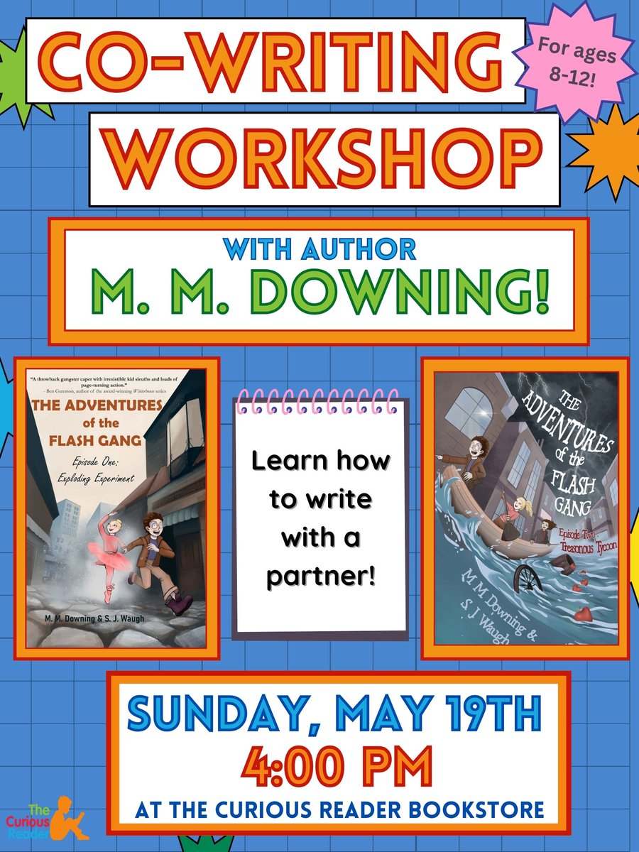 DowningWaughBooks (@downing_waugh) on Twitter photo M.M. Downing will be at @curiousreaderNJ on Sunday, May 19th, talking with young writers and readers about writing with a group and a partner.
This one is going to be fun!
<a href="/RegalHouse1/">Regal House Publishing</a> <a href="/Melanie_Murray/">Melanie Downing</a> <a href="/sjwaugh/">Sandra Waugh</a> M.M. Downing will be at @curiousreaderNJ on Sunday, May 19th, talking with young writers and readers about writing with a group and a partner.
This one is going to be fun!
<a href="/RegalHouse1/">Regal House Publishing</a> <a href="/Melanie_Murray/">Melanie Downing</a> <a href="/sjwaugh/">Sandra Waugh</a>