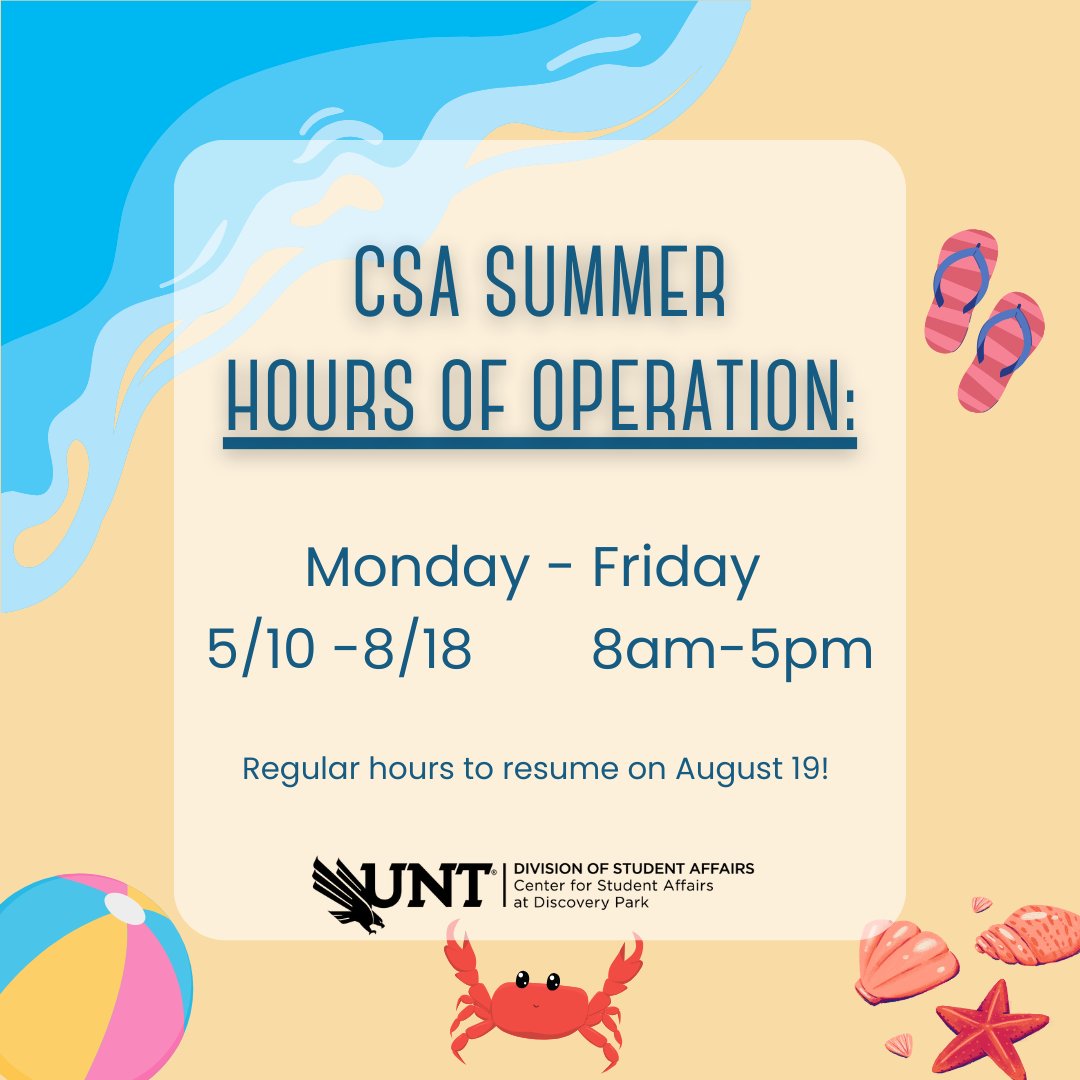 The long awaited Summer Break is right around the corner! Whether you're taking summer classes or going on vacation, we are still here and open for business! Make sure you check out the times above so you know our adjusted hours. 😎☀️