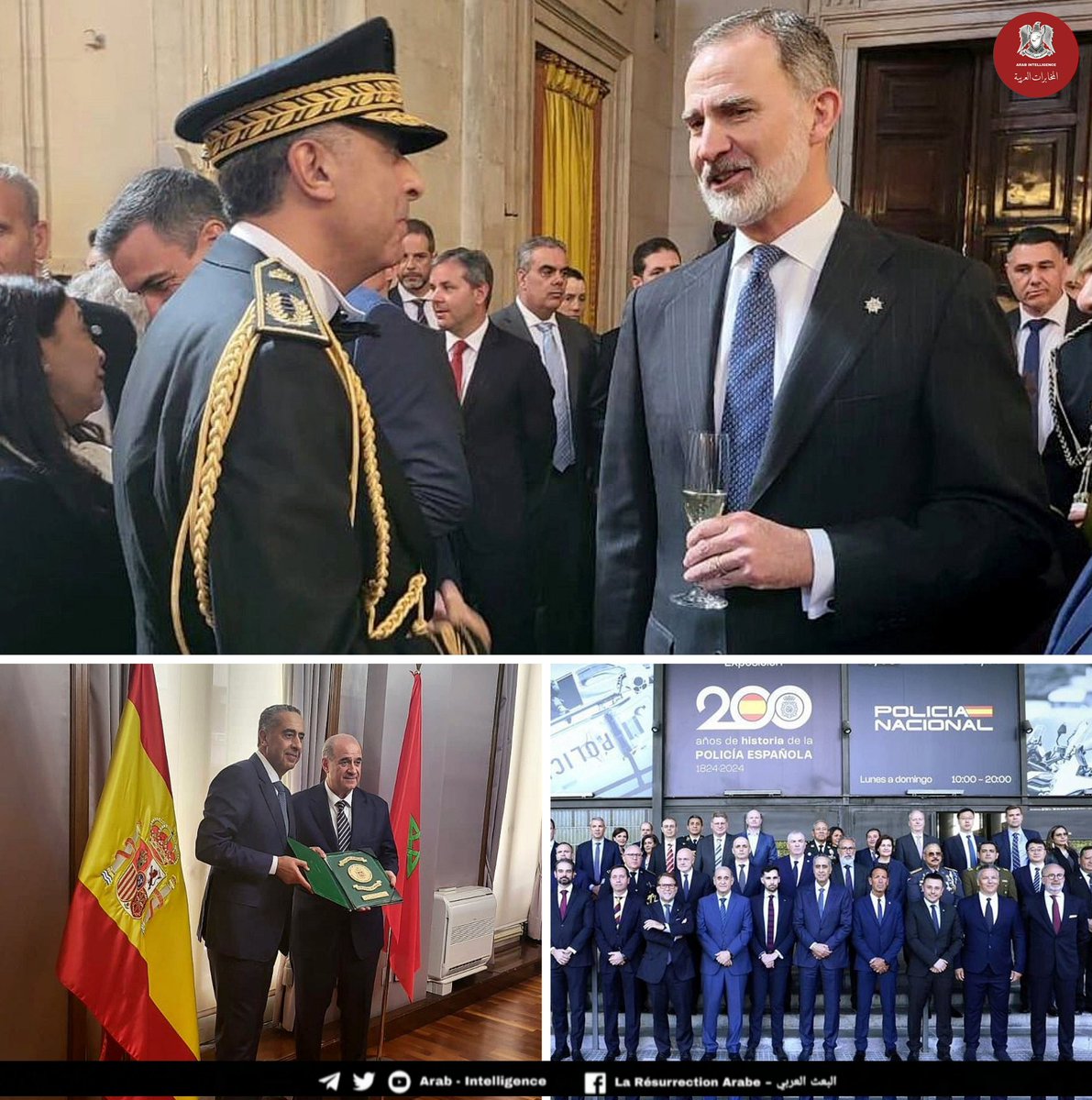 🇲🇦 🇪🇦 👮 #Securité | Le directeur-général du pôle DGSN-DGST Abdellatif Hammouchi et le roi d'#Espagne Felipe VI 👑. [ défilez ci-dessous ] Le patron de la police marocaine représente le #Maroc pour le 200e anniversaire de la police nationale espagnole. Il est l'unique…